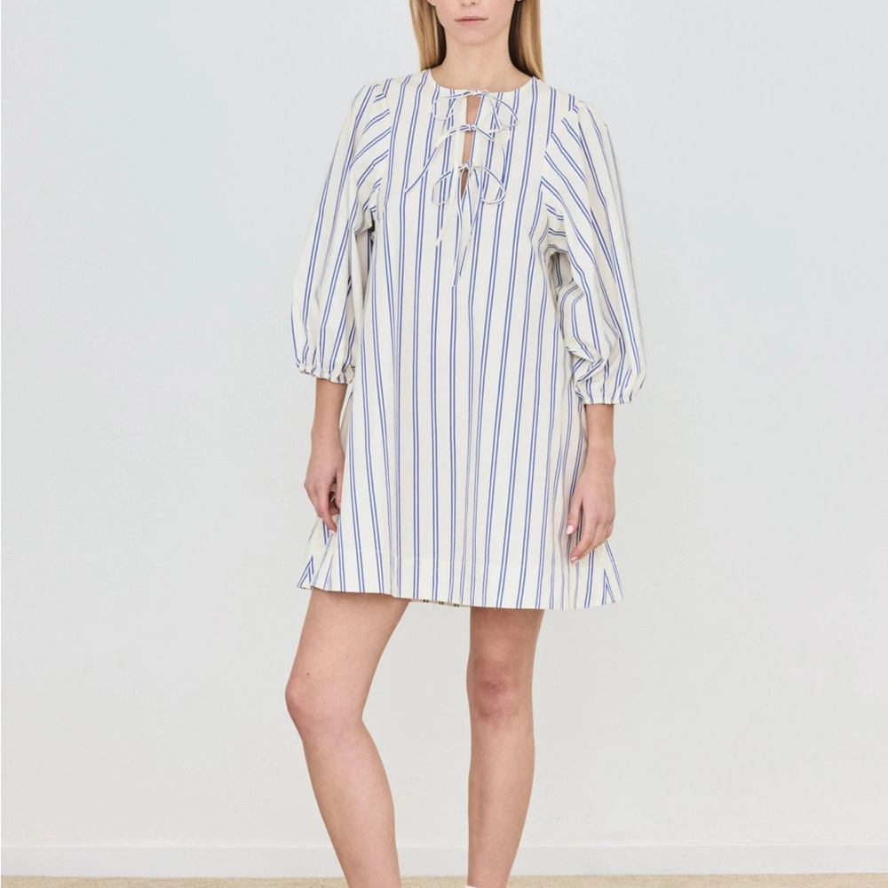 Striped Puff Sleeves Dress Tiny Cottons